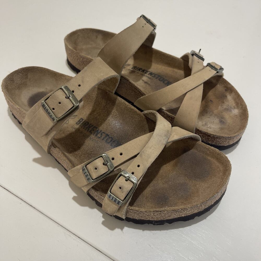 Birkenstock Women Size US 10 (41) Franca Brown Leather Sandal Strappy Buckle